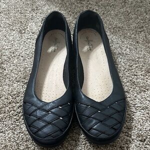 Clarks Black Woven Leather Loafers